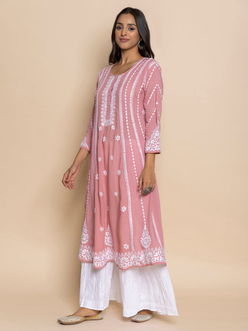 Shivani in Fizaa Pink Modal Chikankari Kurta
